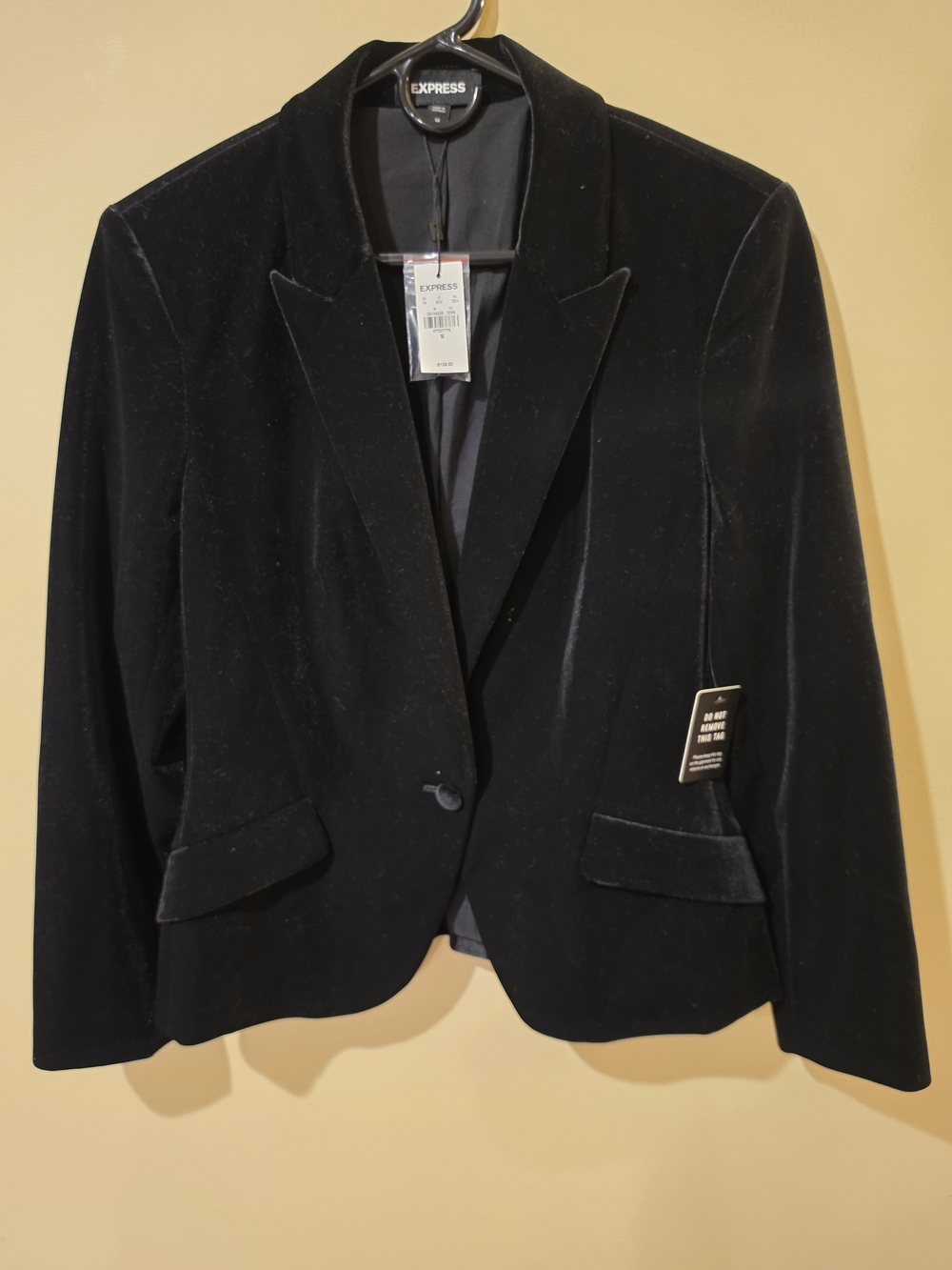 Express Black Velvet Single-Button Blazer